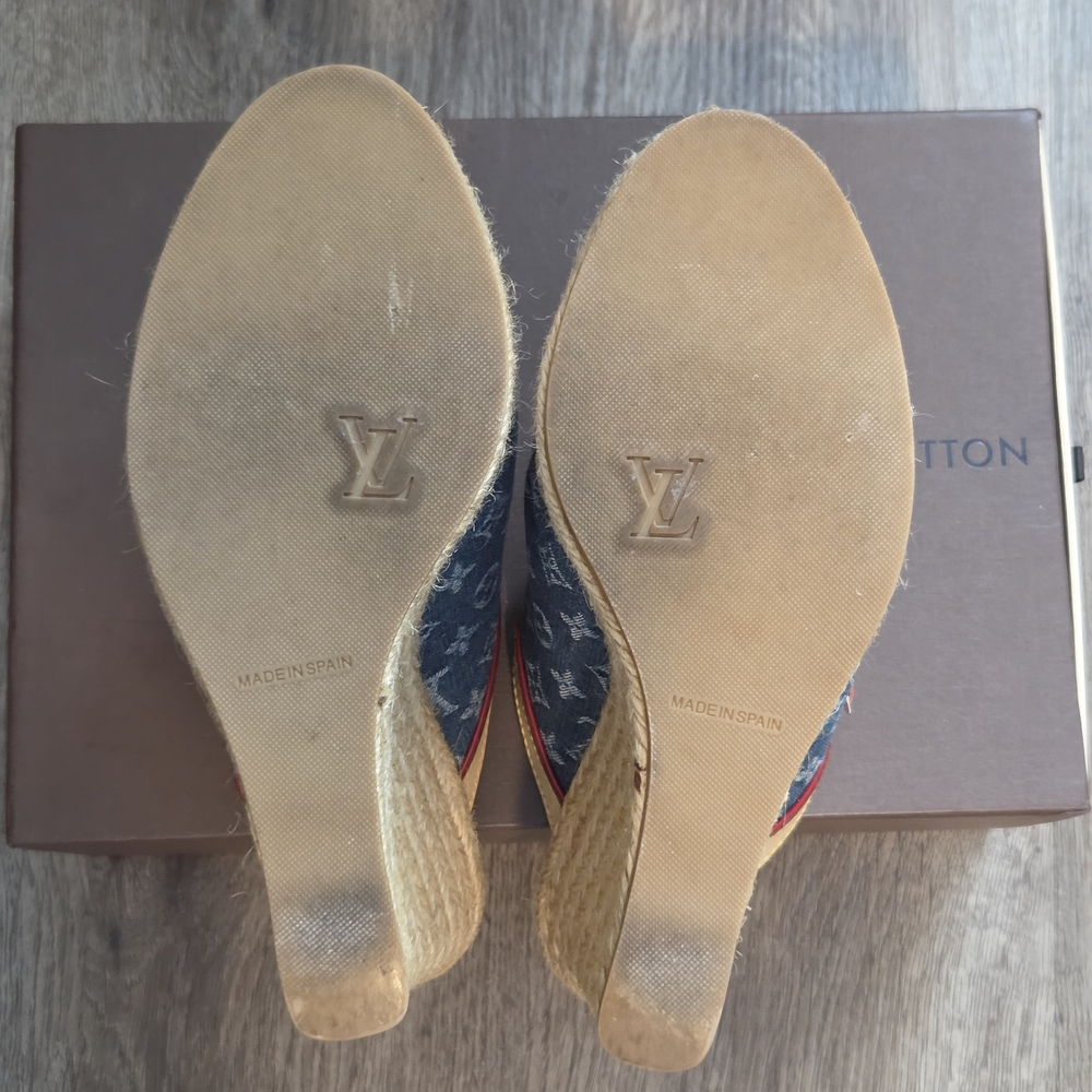 Louis Vuitton Denim Wedge Espadrilles - Picture 7 of 7